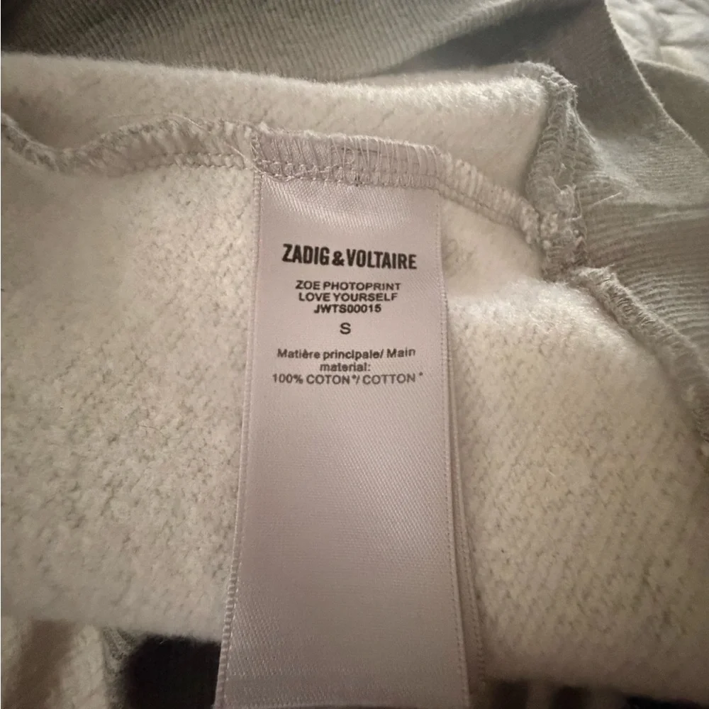 New Zadig & Voltaire Light Gray Graphic Hoodie with Multicolor Lettering - Picture 7 of 13